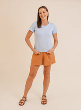 T-shirt Feminina Algodão com Elastano Nina - Azul Candy