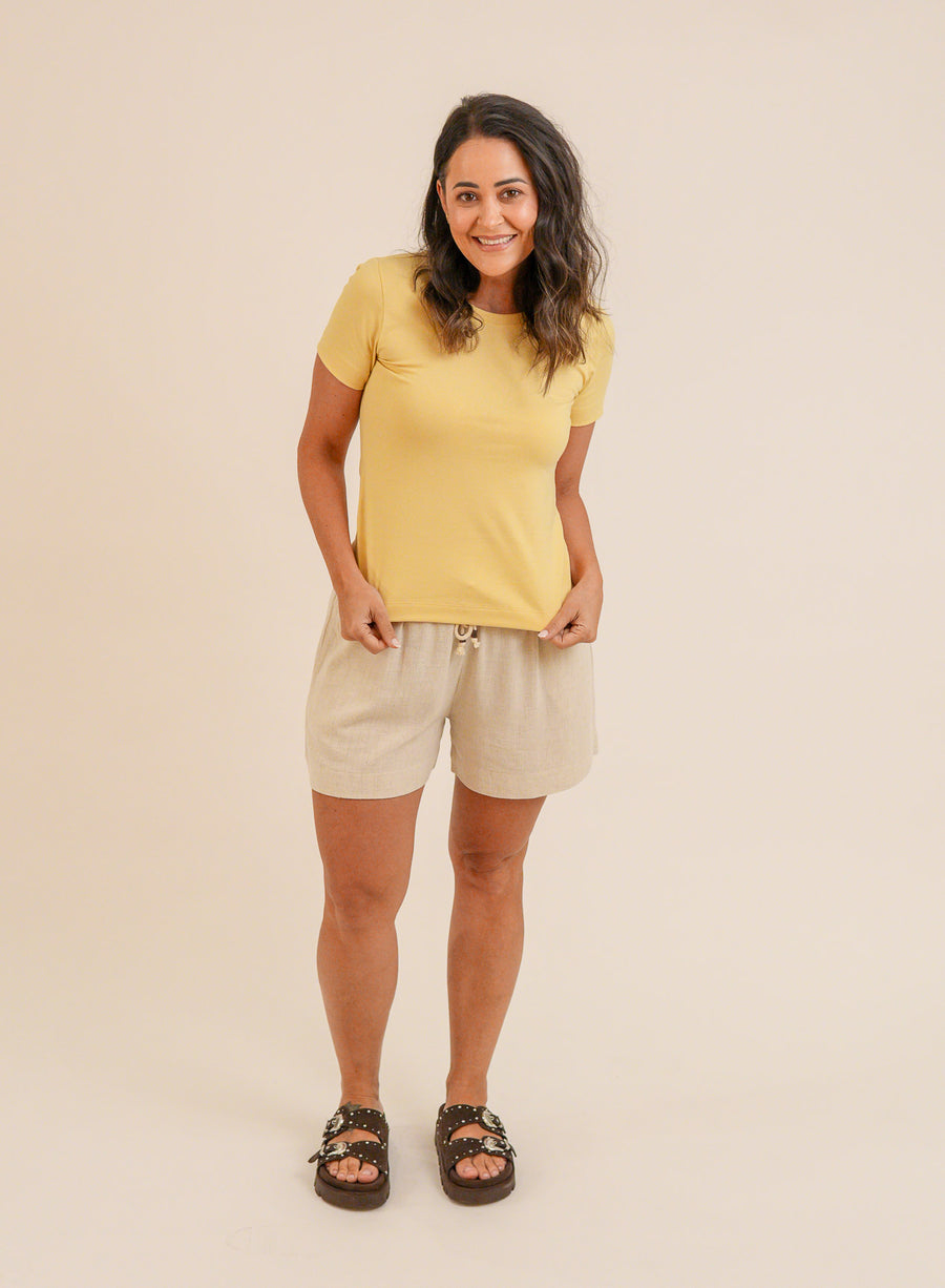 T-shirt Feminina Algodão com Elastano Nina - Amarelo Candy