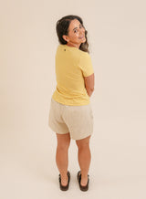 T-shirt Feminina Algodão com Elastano Nina - Amarelo Candy