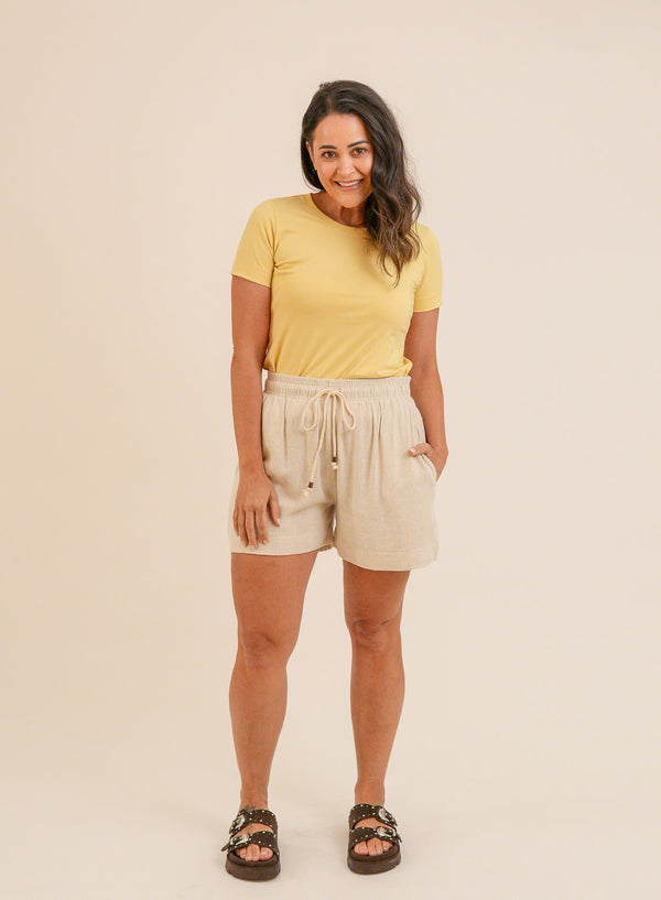 T-shirt Feminina Algodão com Elastano Nina - Amarelo Candy