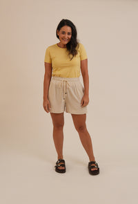T-shirt Feminina Algodão com Elastano Nina - Amarelo Candy