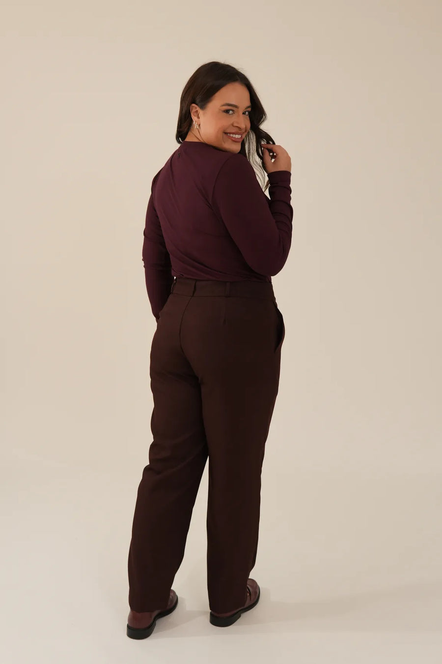 Blusa Malha Manga Longa Vinho Adriana