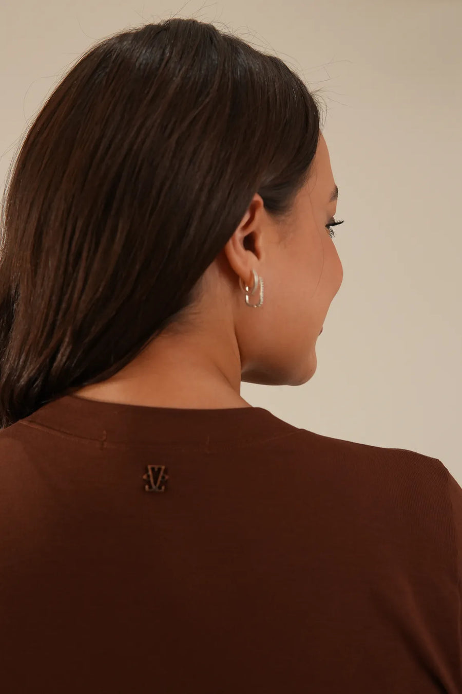 Blusa Viscose Manga Longa Marrom Adriana