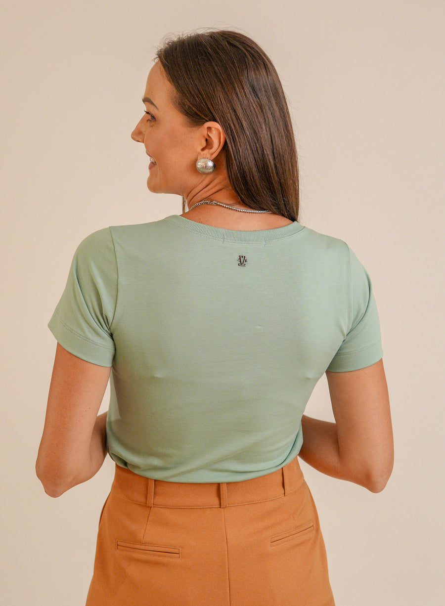 T-shirt Feminina Algodão com Elastano Nina - Verde Candy