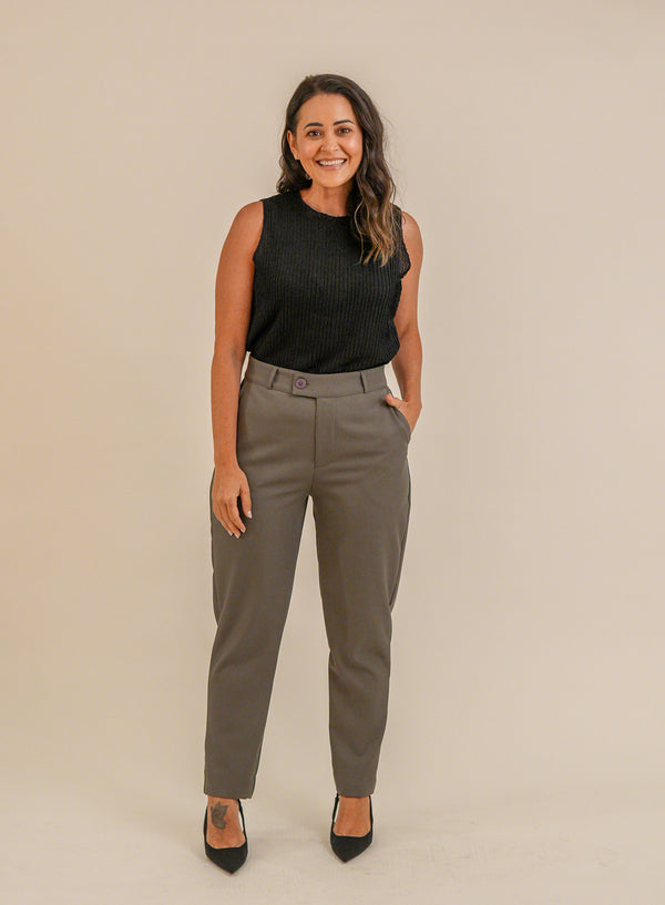 Calça Alfaiataria Feminina Cinza Eliana