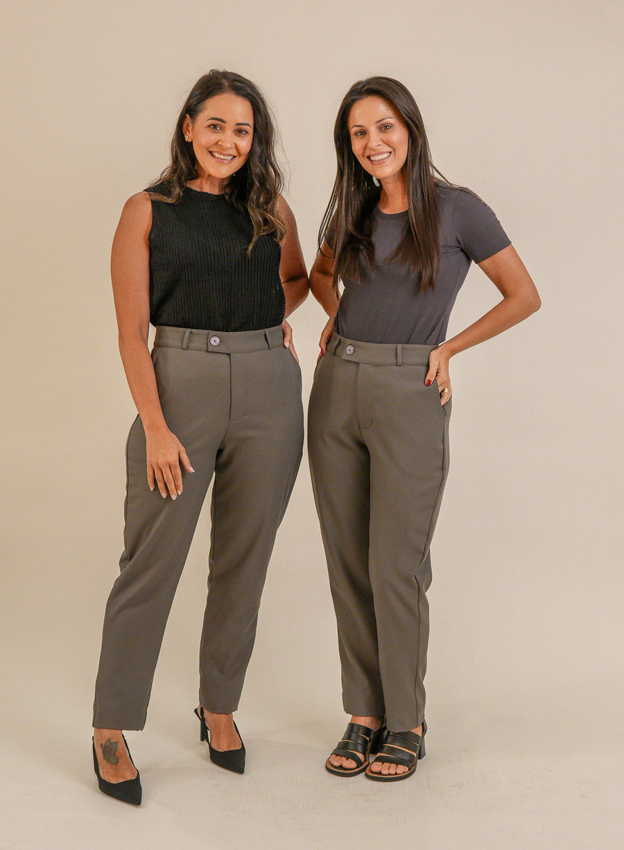 Calça Alfaiataria Feminina Cinza Eliana