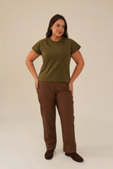 Camiseta Algodão Recortes Verde Militar Renata