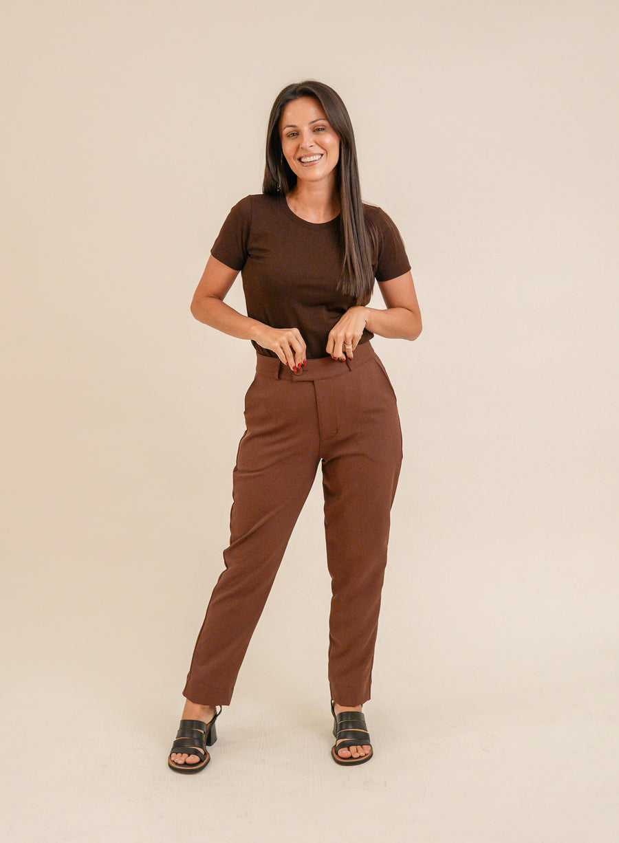 Calca Alfaiataria Marrom Eliana