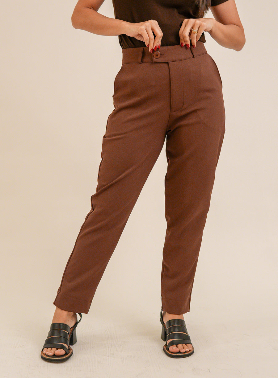 Calca Alfaiataria Marrom Eliana