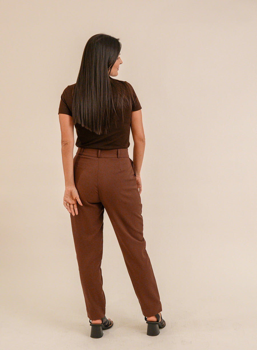 Calca Alfaiataria Marrom Eliana