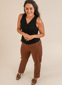 Calca Alfaiataria Marrom Eliana