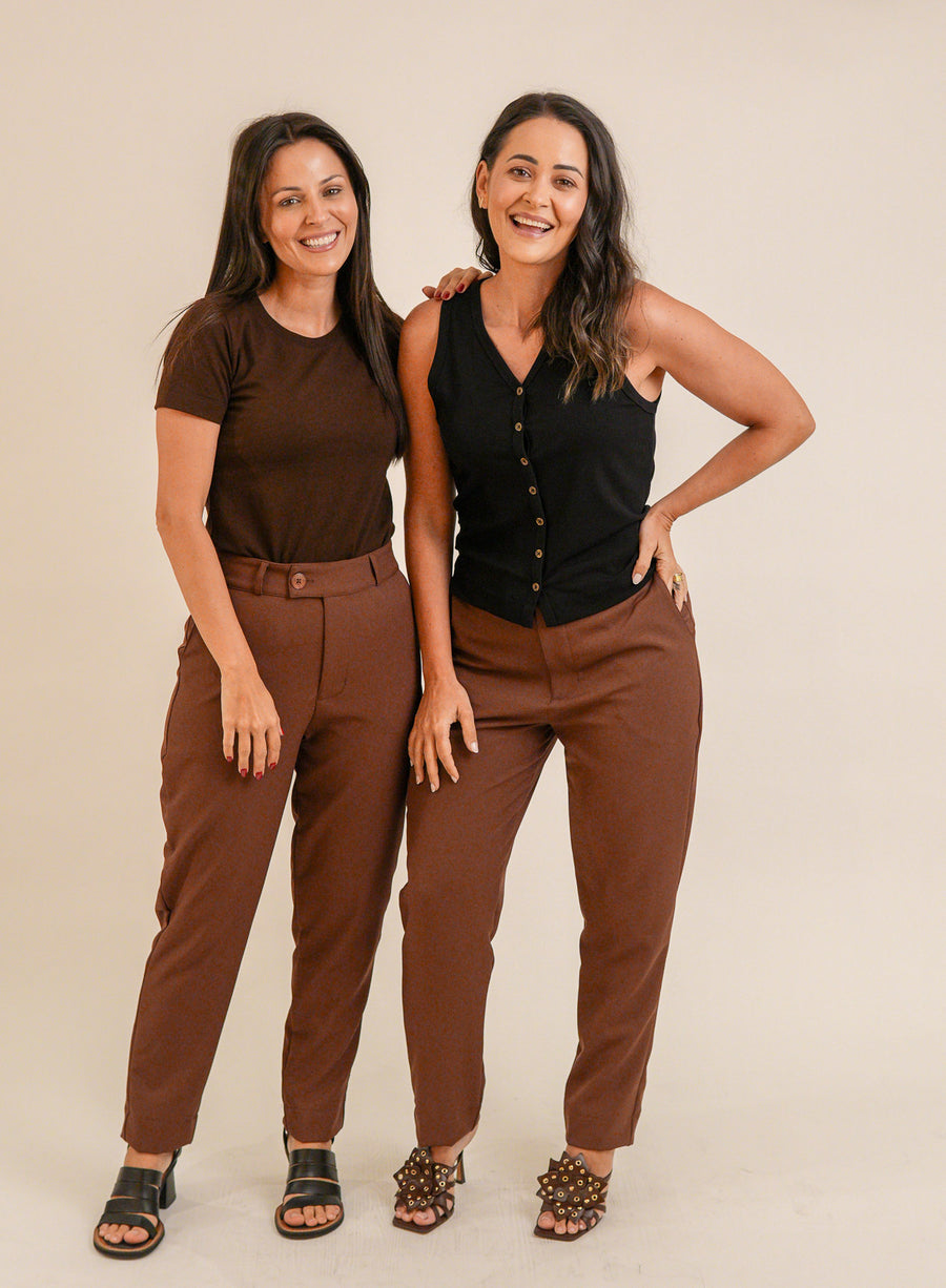 Calca Alfaiataria Marrom Eliana