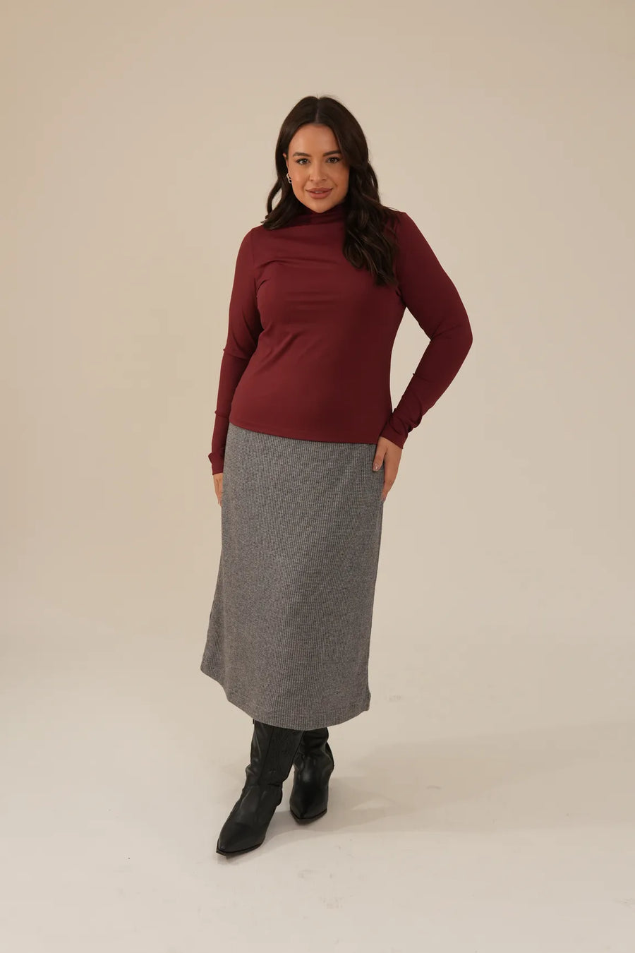 Blusa Poliamida Manga Longa Vinho Glória
