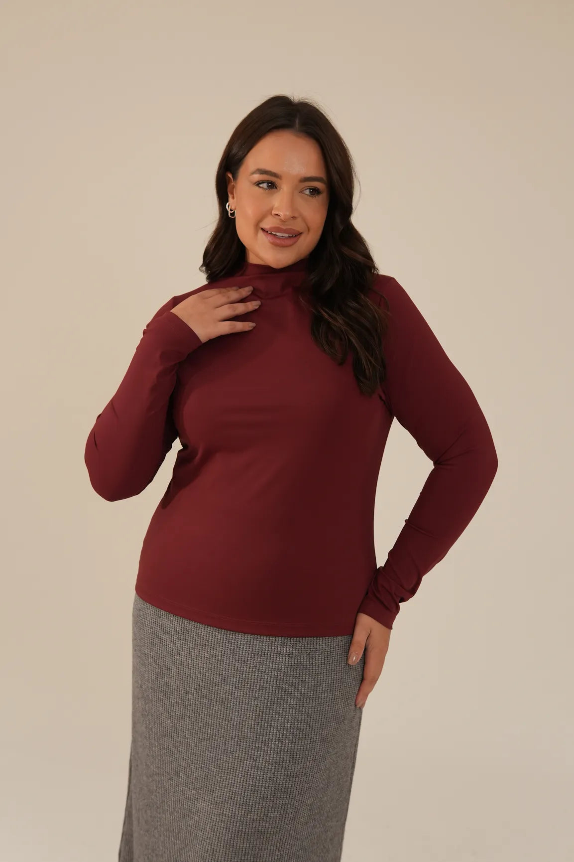 Blusa Poliamida Manga Longa Vinho Glória