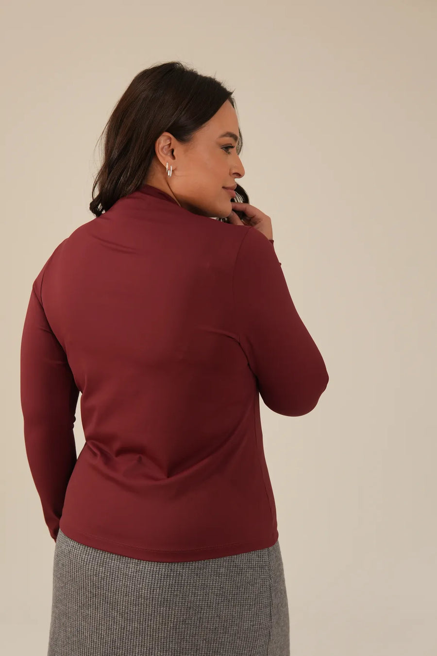 Blusa Poliamida Manga Longa Vinho Glória
