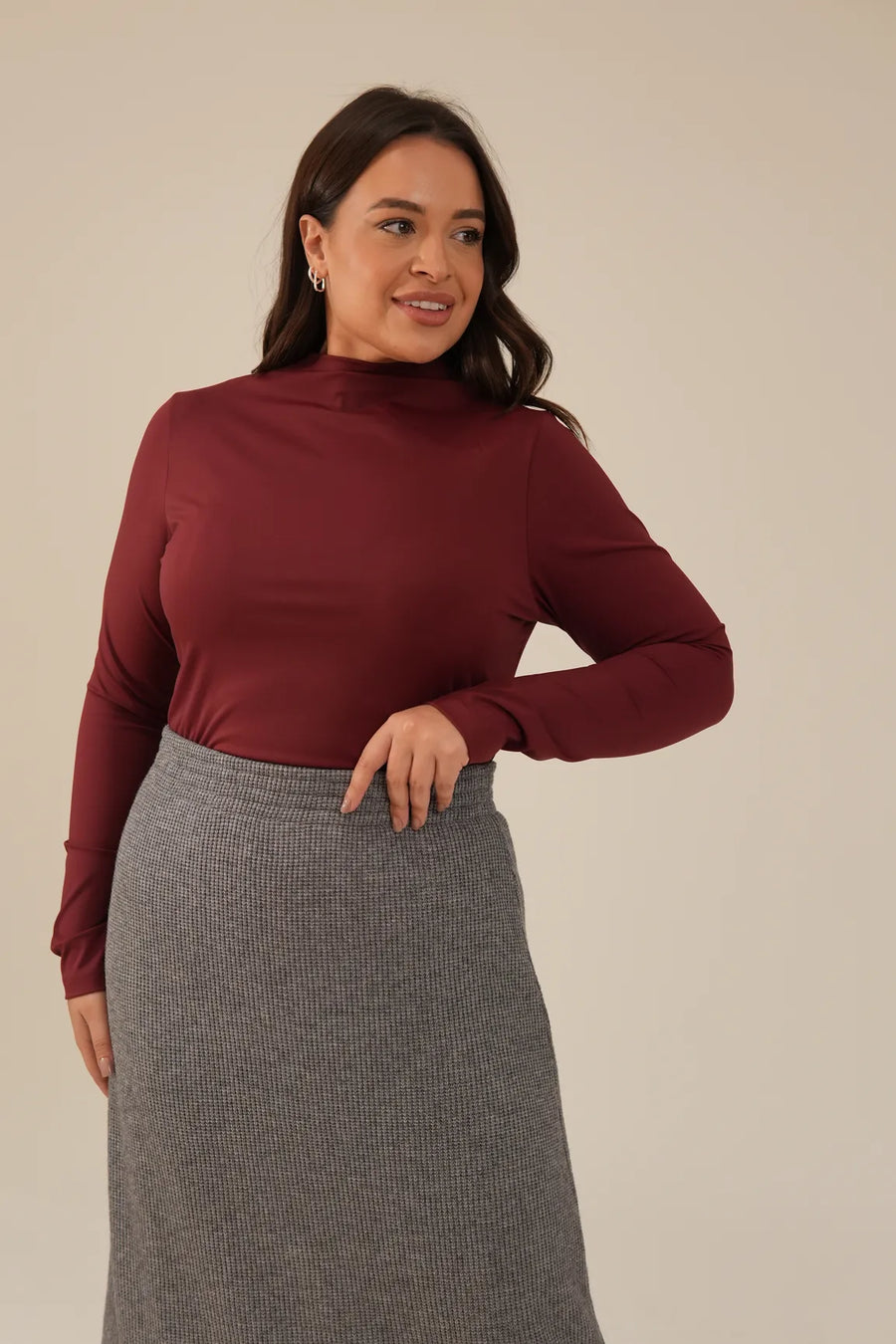 Blusa Poliamida Manga Longa Vinho Glória