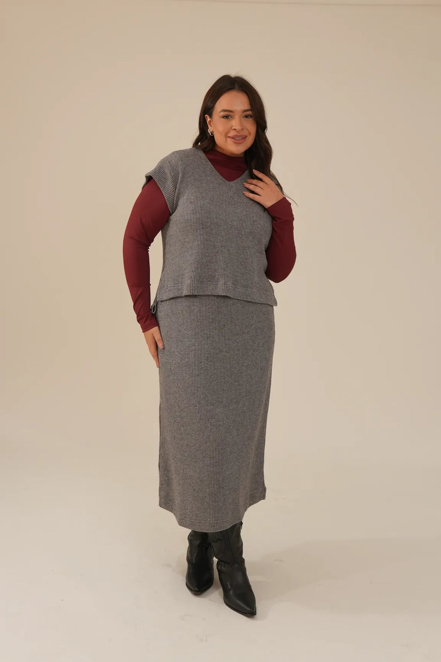 Blusa Poliamida Manga Longa Vinho Glória