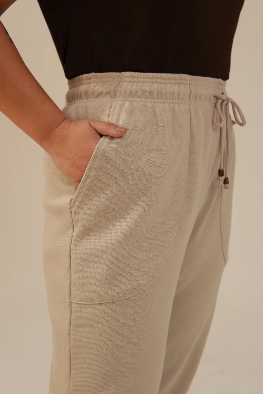 Calça Feminina Tricot Bege Luísa