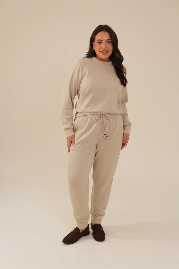 Calça Feminina Tricot Bege Luísa