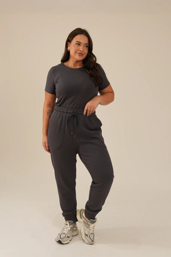 Calça Feminina Tricot Cinza Chumbo Luísa