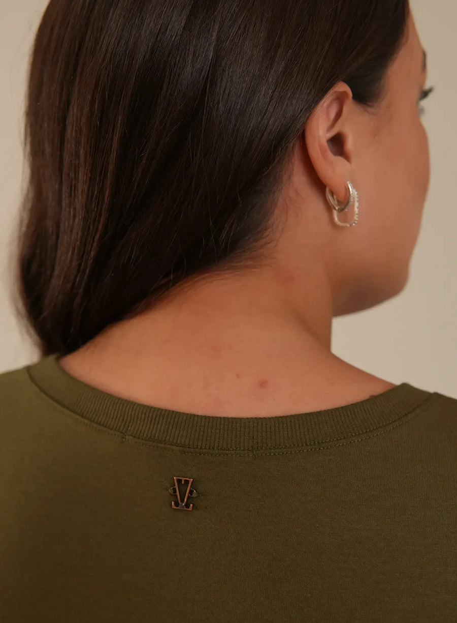 Camiseta Algodão Verde Militar Nina