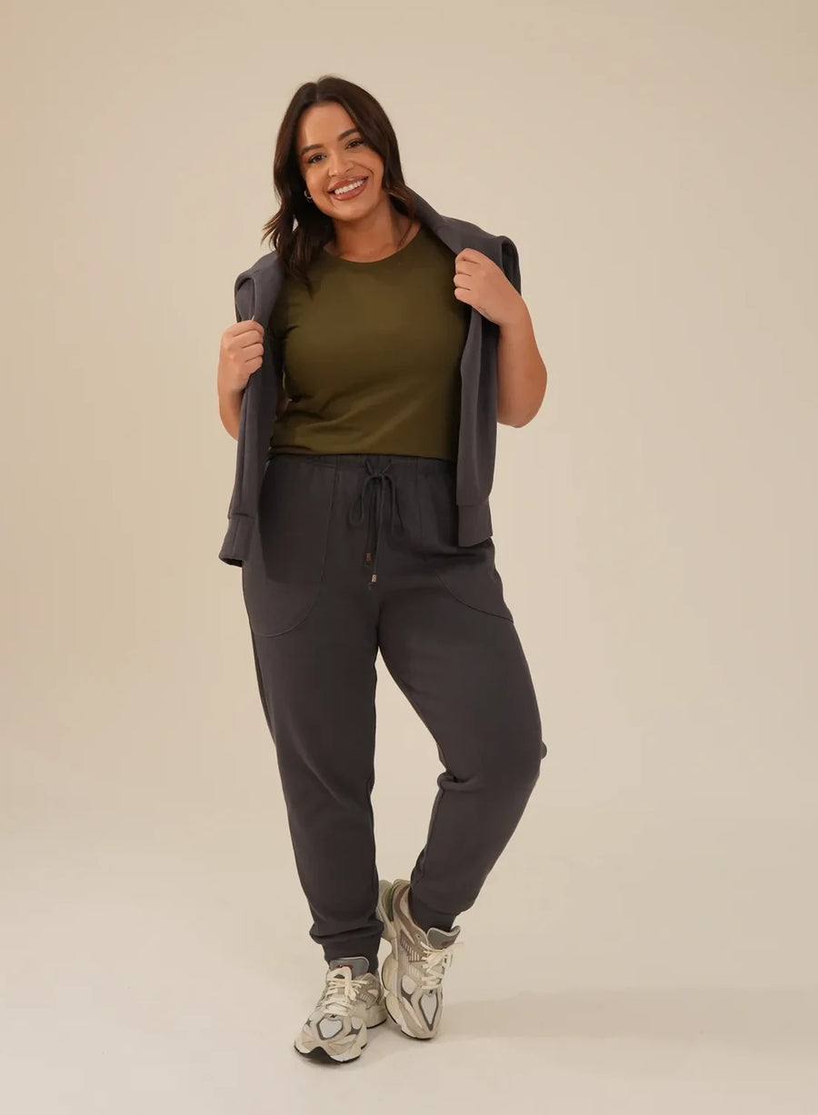 Calça Feminina Tricot Cinza Chumbo Luísa