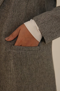 Blazer Alfaiataria Reto Cinza Mescla Thássia