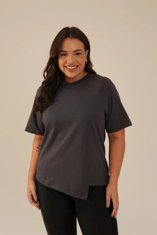 T-shirt Algodão Oversized Cinza Rachel