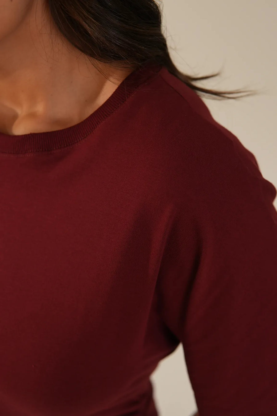 Camiseta Algodão Detalhe Franzido Vinho Daniela