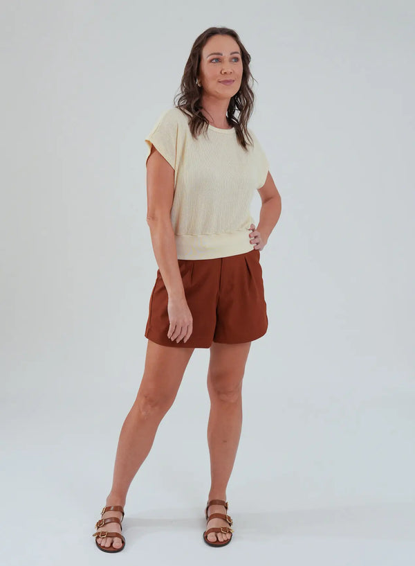 Blusa com Punho na Barra Gaia Bege Manteiga