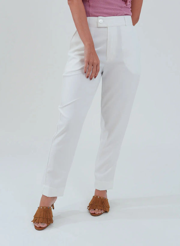 Calca Alfaiataria Feminina Off White Eliana