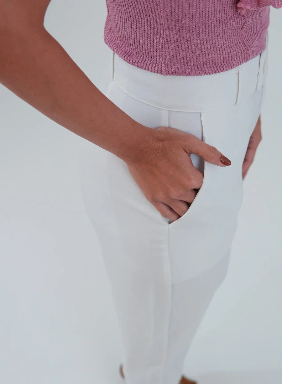 Calça Alfaiataria Feminina Off White Eliana