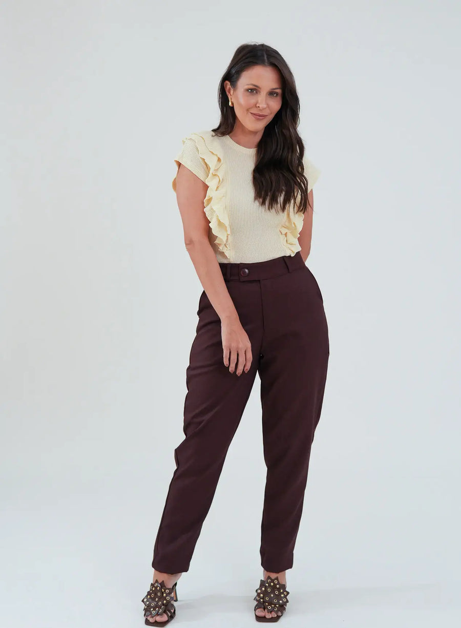 Calça Alfaiataria Feminina Vinho Eliana
