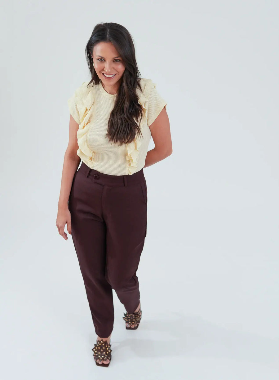 Calça Alfaiataria Feminina Vinho Eliana