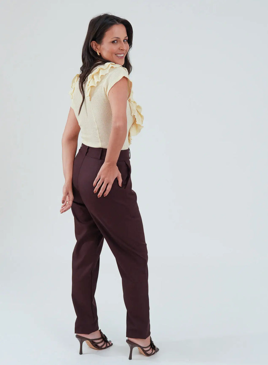 Calça Alfaiataria Feminina Vinho Eliana
