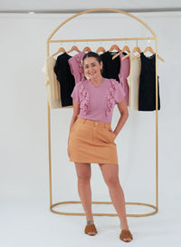 Blusa com Recortes e Babados Estela Rosa