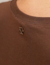 T-shirt Feminina Algodão com Elastano Nina - Marrom