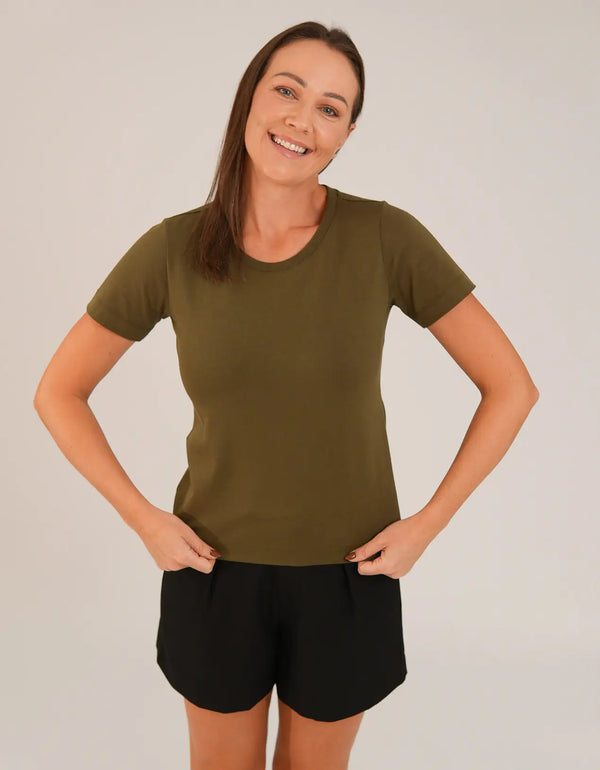 T-shirt Feminina Algodão com Elastano Nina - Verde Militar
