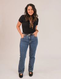 T-shirt Feminina Algodão com Elastano Nina - Preto