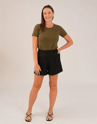 T-shirt Feminina Algodão com Elastano Nina - Verde Militar