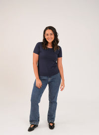 T-shirt Feminina Algodão com Elastano Nina - Marinho