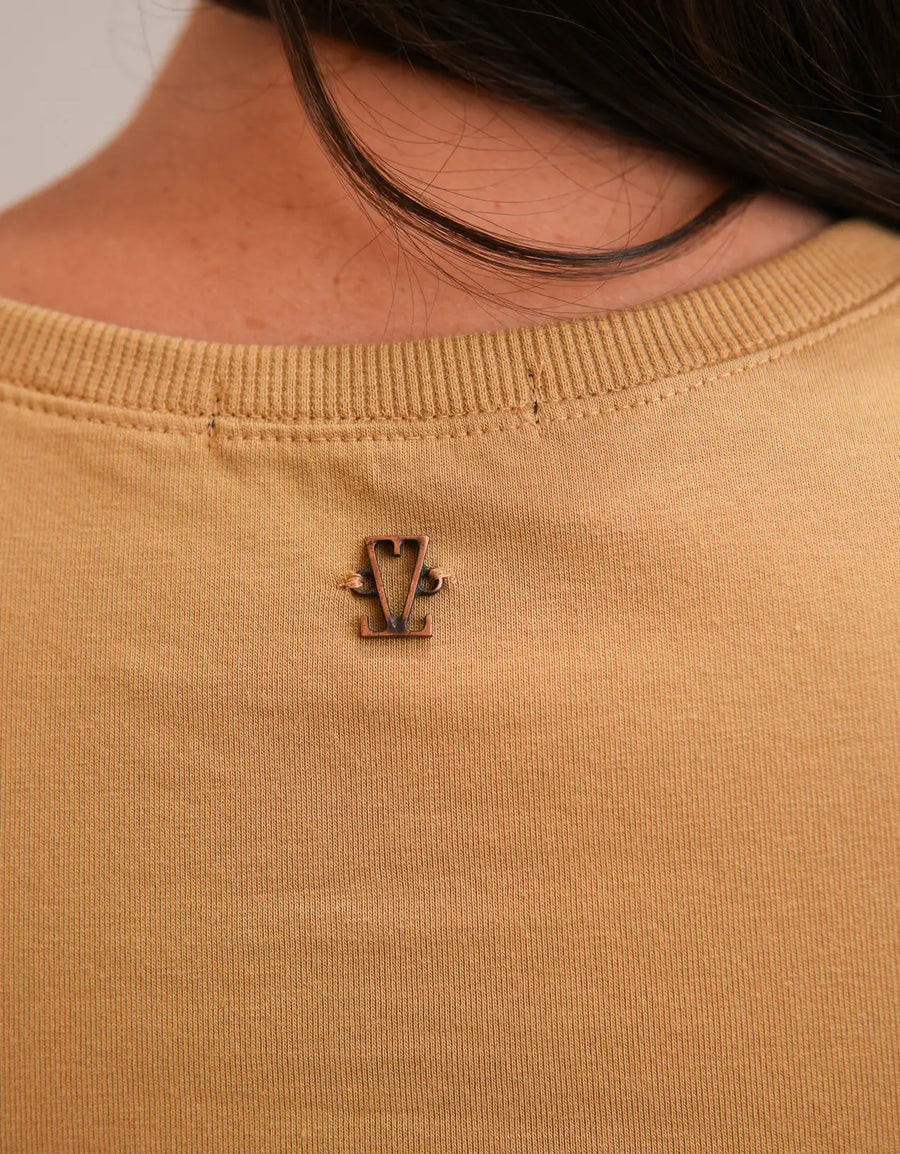 T-shirt Feminina Algodão com Elastano Nina - Caramelo
