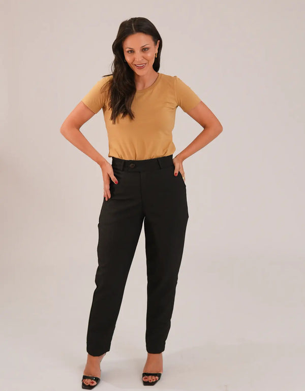 T-shirt Feminina Algodão com Elastano Nina - Caramelo