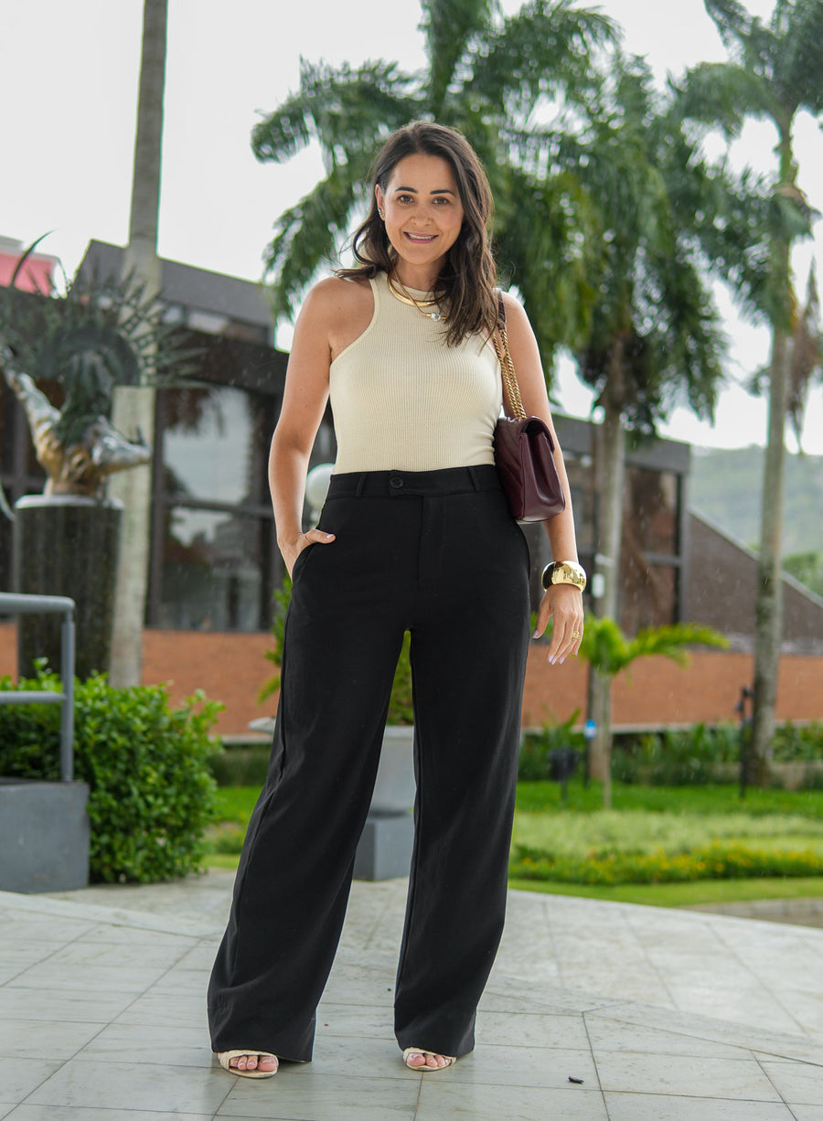 Calça Alfaiataria Feminina Preta Sol