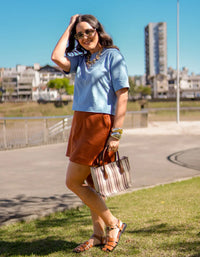 T-shirt Gola Larga Bela Azul