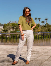 T-shirt Gola Larga Bela Verde
