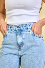 Calça Jeans Claro Pantalona Feminina Camille