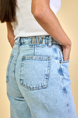 Calça Jeans Claro Pantalona Feminina Camille