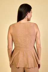 Blusa Feminina em Jacquard Decote V Marine - Caramelo Claro