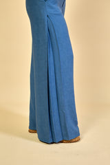 Calça Pantalona em Jacquard Feminina Marine - Azul